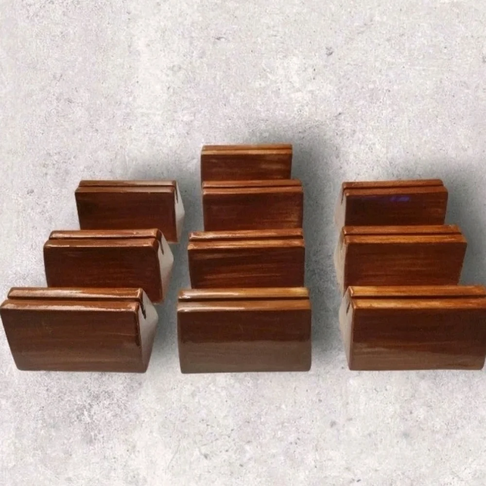Set 10 Williams Sonoma Painted Ceramic Place Card Holders Brown Burgundy 2012